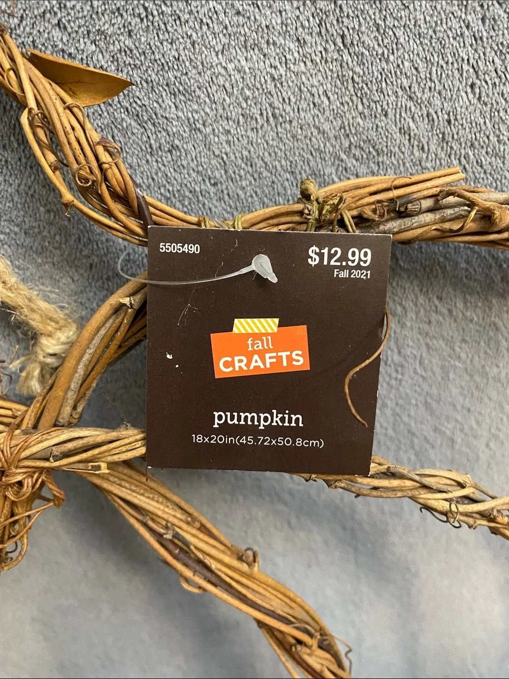 18” Rustic Woven Vine Pumpkin Wreath